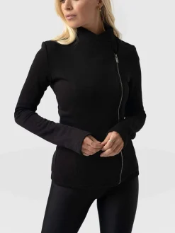 Clearance Saint and Sofia Cotton Biker Jacket - Black