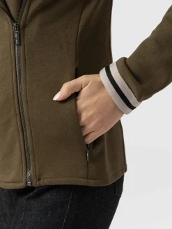 Online Saint and Sofia Cotton Biker Jacket - Khaki - Cream Stripe