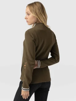Online Saint and Sofia Cotton Biker Jacket - Khaki - Cream Stripe