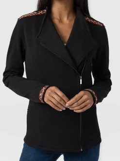 New Saint and Sofia Cotton Biker Jacket - Leopard Trim