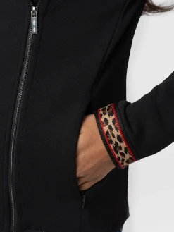 New Saint and Sofia Cotton Biker Jacket - Leopard Trim