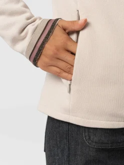 Clearance Saint and Sofia Cotton Biker Jacket - Light Beige - Gold Lurex Stripe