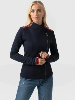Sale Saint and Sofia Cotton Biker Jacket - Navy Stripe