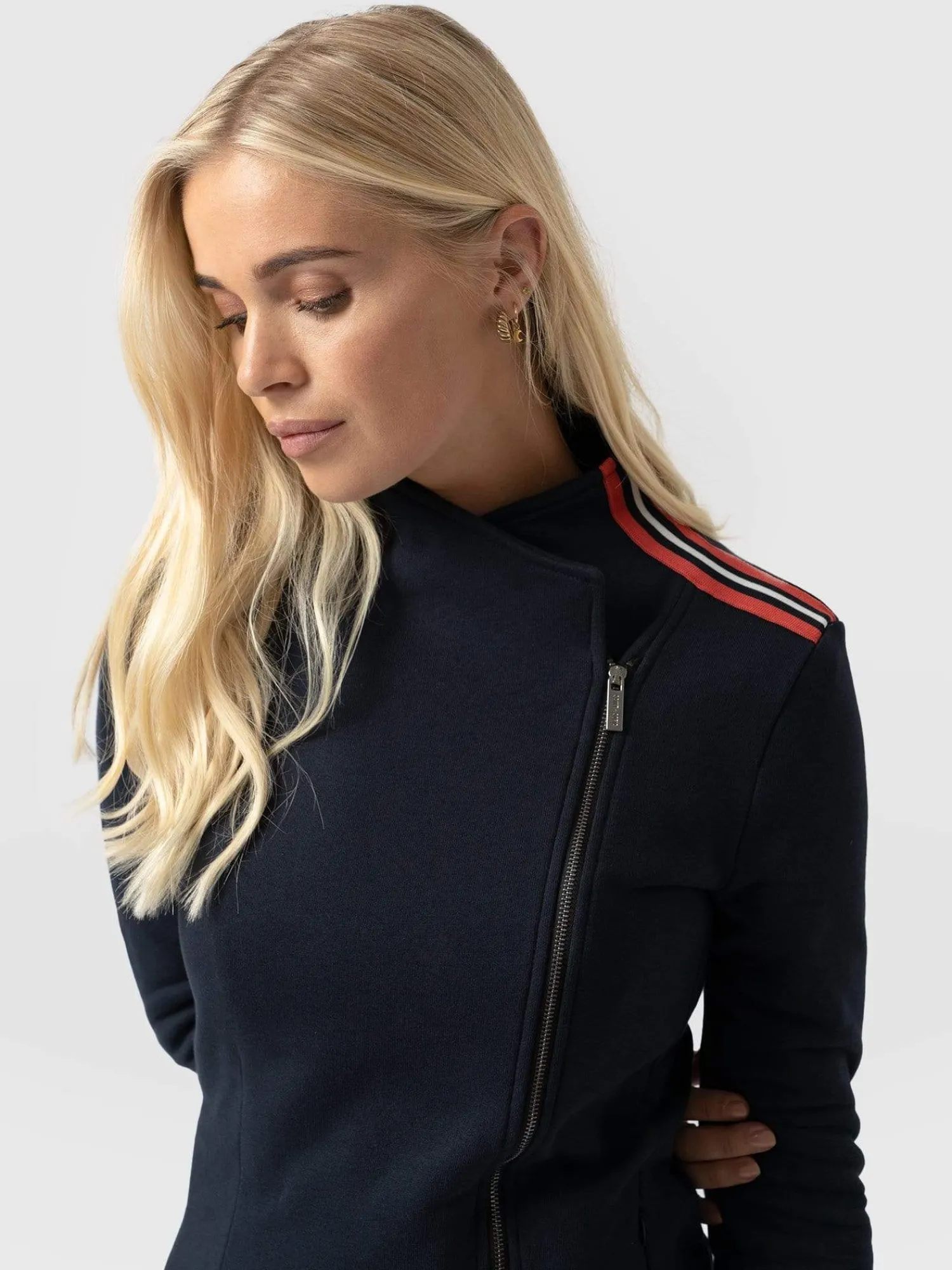 Sale Saint and Sofia Cotton Biker Jacket - Navy Stripe