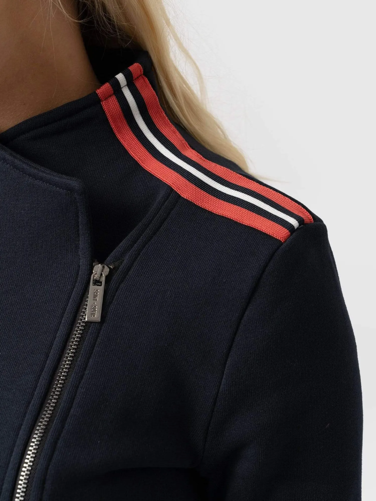 Sale Saint and Sofia Cotton Biker Jacket - Navy Stripe