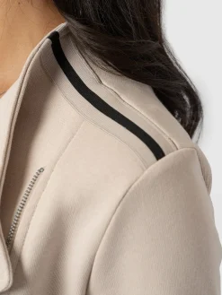 Online Saint and Sofia Cotton Biker Jacket-Light Beige-Black/Cream Stripe