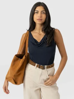 Hot Saint and Sofia Cowl Neck Cami - Navy