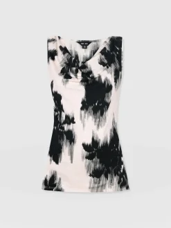 Hot Saint and Sofia Cowl Neck Cami - White Fade Floral