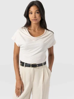 Online Saint and Sofia Cowl Neck Tee - Cream