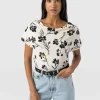 Fashion Saint and Sofia Cowl Neck Tee - White Spring Floral