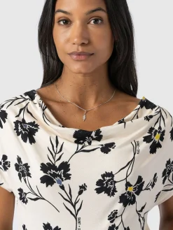 Fashion Saint and Sofia Cowl Neck Tee - White Spring Floral