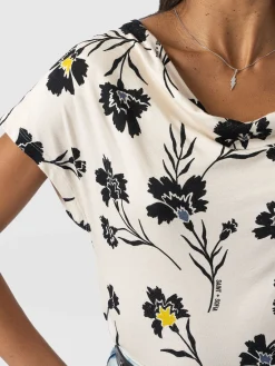Fashion Saint and Sofia Cowl Neck Tee - White Spring Floral