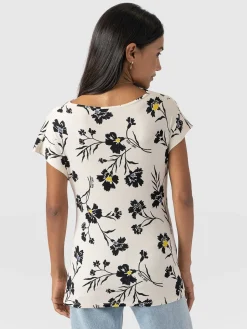 Fashion Saint and Sofia Cowl Neck Tee - White Spring Floral