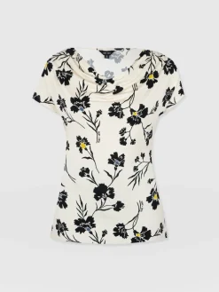 Fashion Saint and Sofia Cowl Neck Tee - White Spring Floral