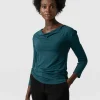 Discount Saint and Sofia Cowl Neck Tee Long Sleeve - Deep Green