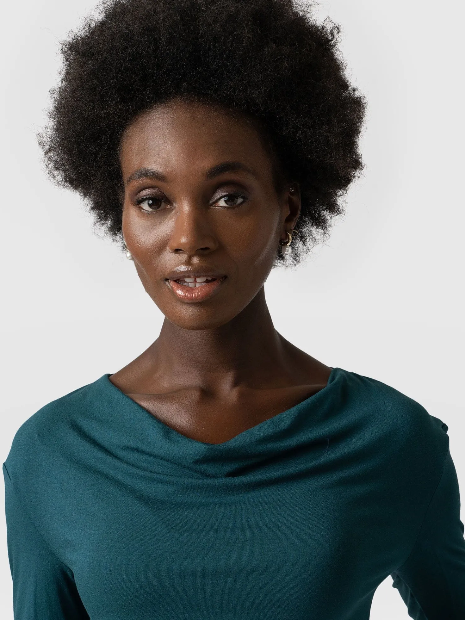 Discount Saint and Sofia Cowl Neck Tee Long Sleeve - Deep Green