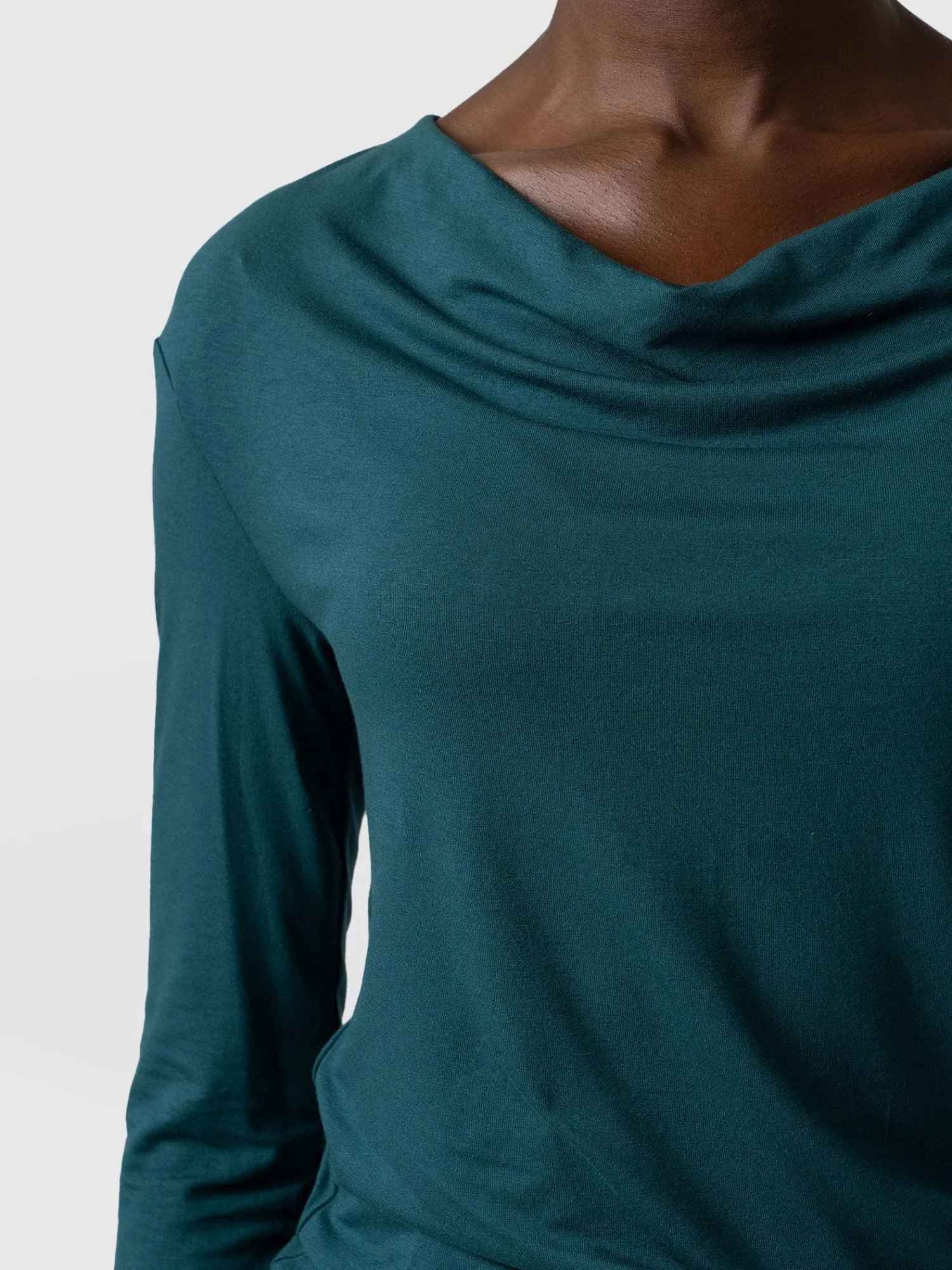 Discount Saint and Sofia Cowl Neck Tee Long Sleeve - Deep Green