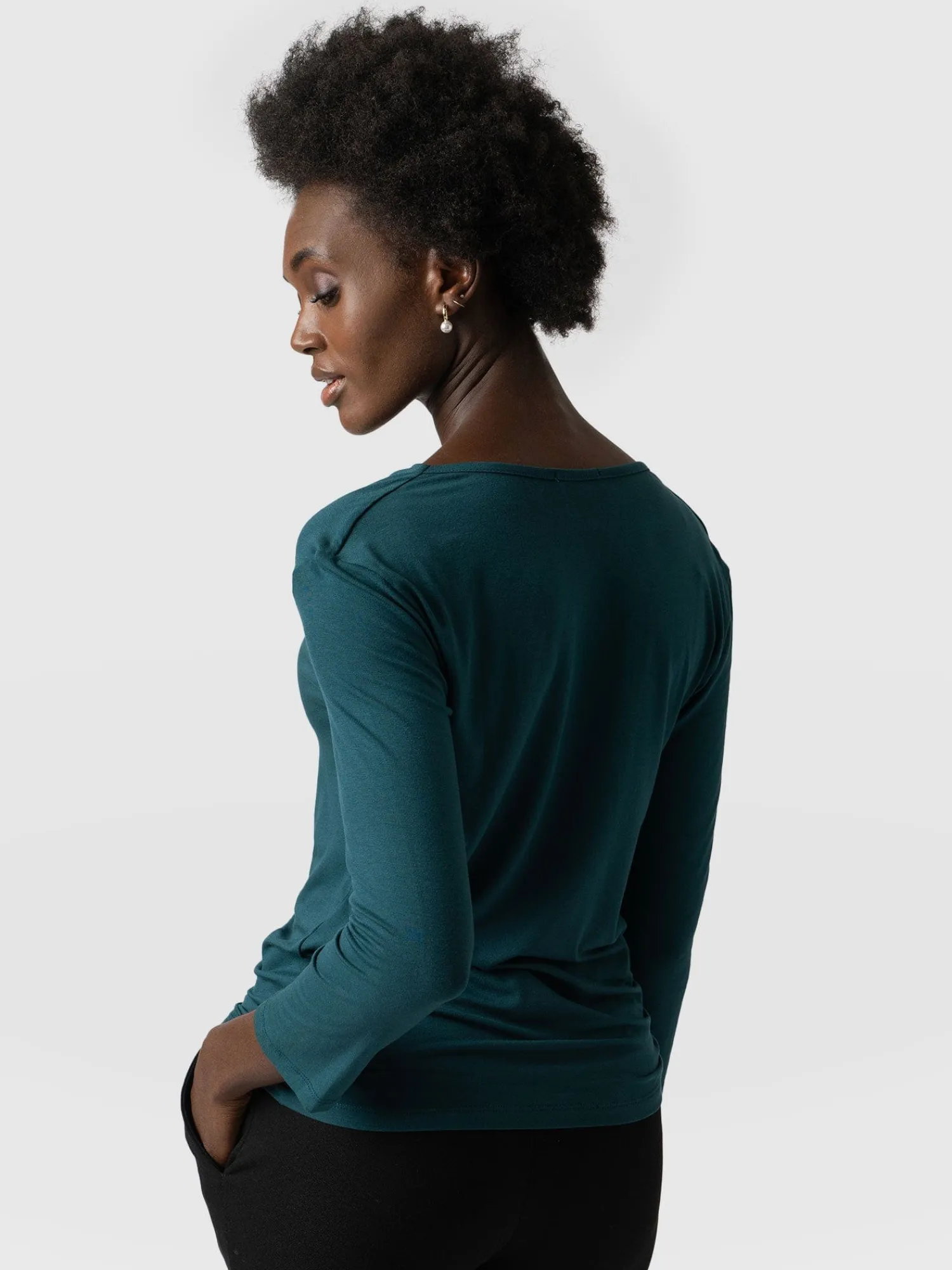 Discount Saint and Sofia Cowl Neck Tee Long Sleeve - Deep Green