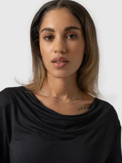 Best Saint and Sofia Cowl Neck Tee Long Sleeve - Black