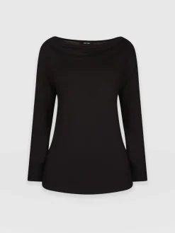 Best Saint and Sofia Cowl Neck Tee Long Sleeve - Black