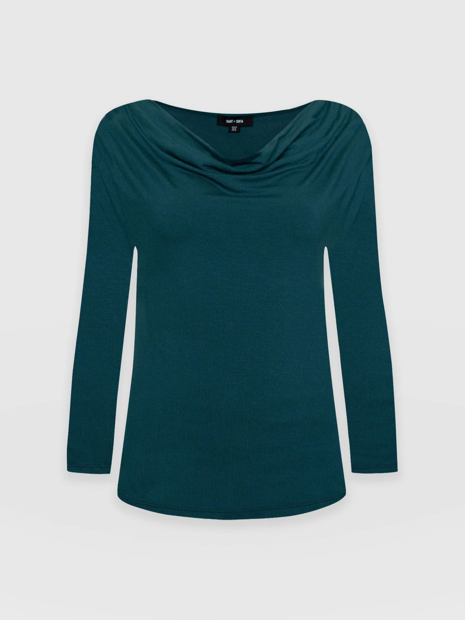 Discount Saint and Sofia Cowl Neck Tee Long Sleeve - Deep Green