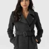 Sale Saint and Sofia Daltrey Biker Coat - Charcoal