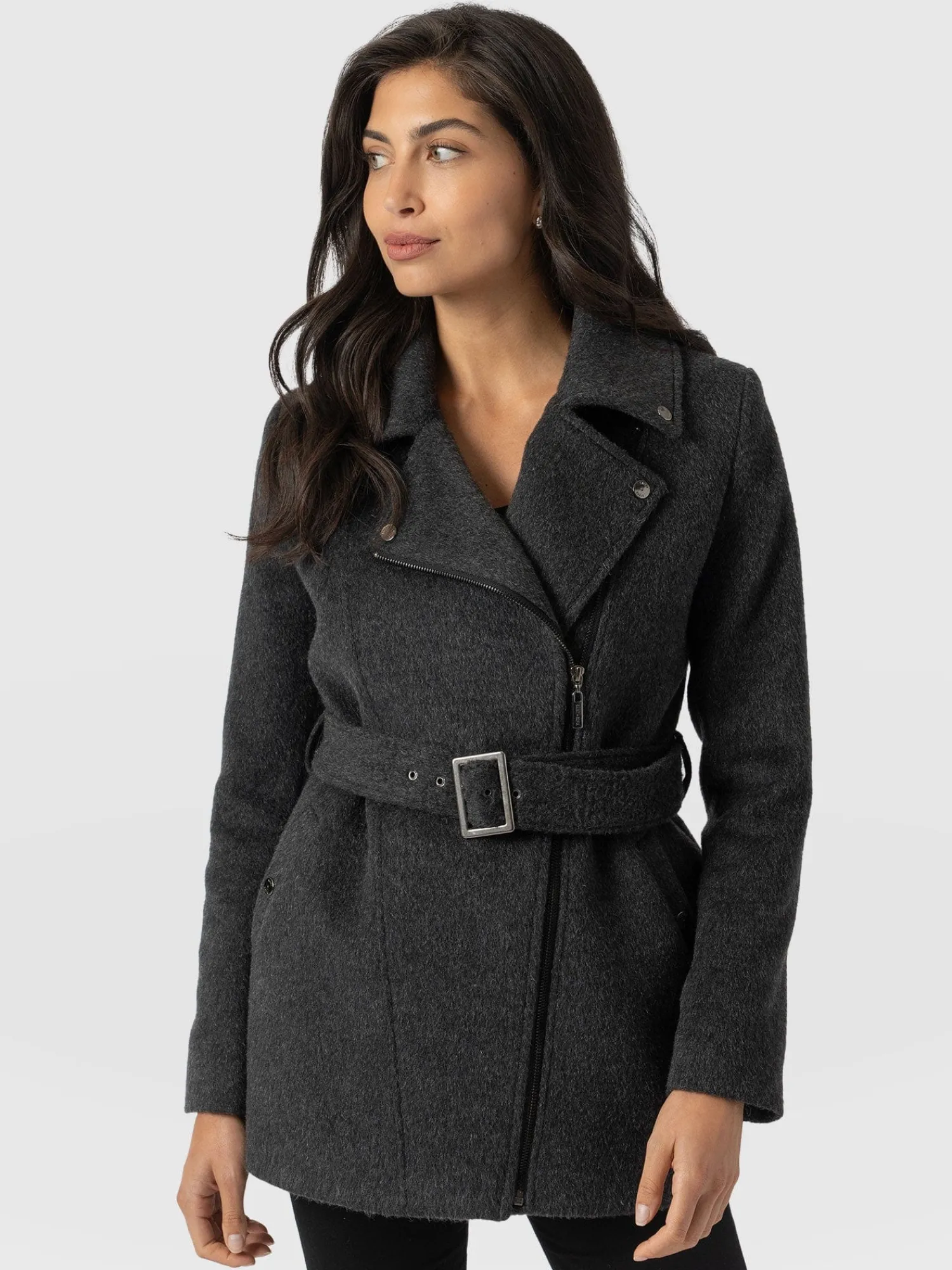 Sale Saint and Sofia Daltrey Biker Coat - Charcoal