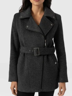 Sale Saint and Sofia Daltrey Biker Coat - Charcoal