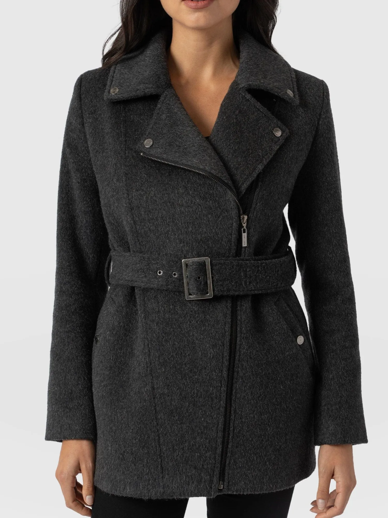 Sale Saint and Sofia Daltrey Biker Coat - Charcoal