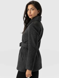 Sale Saint and Sofia Daltrey Biker Coat - Charcoal