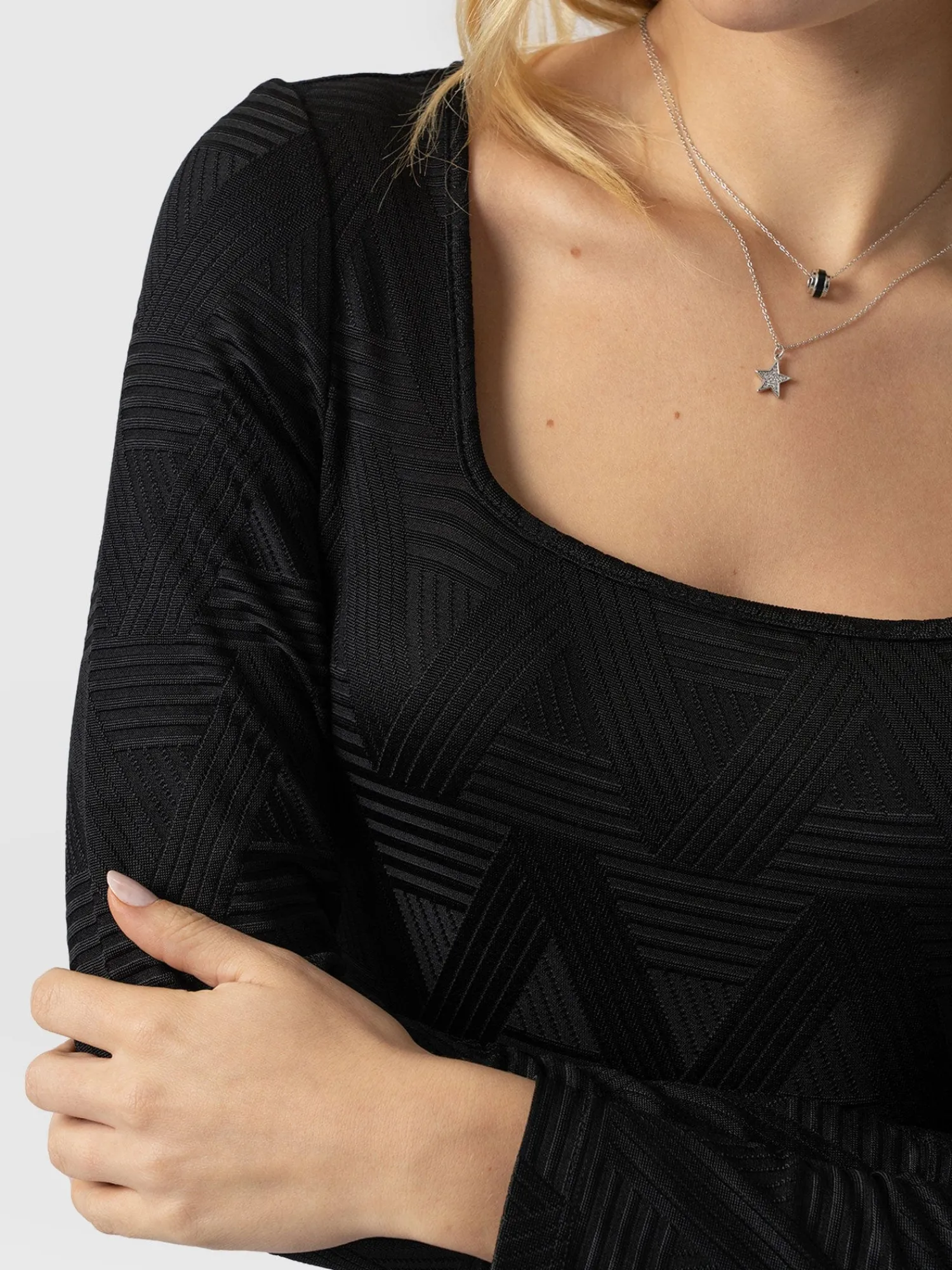 Online Saint and Sofia Darcey Flared Dress - Black Jacquard