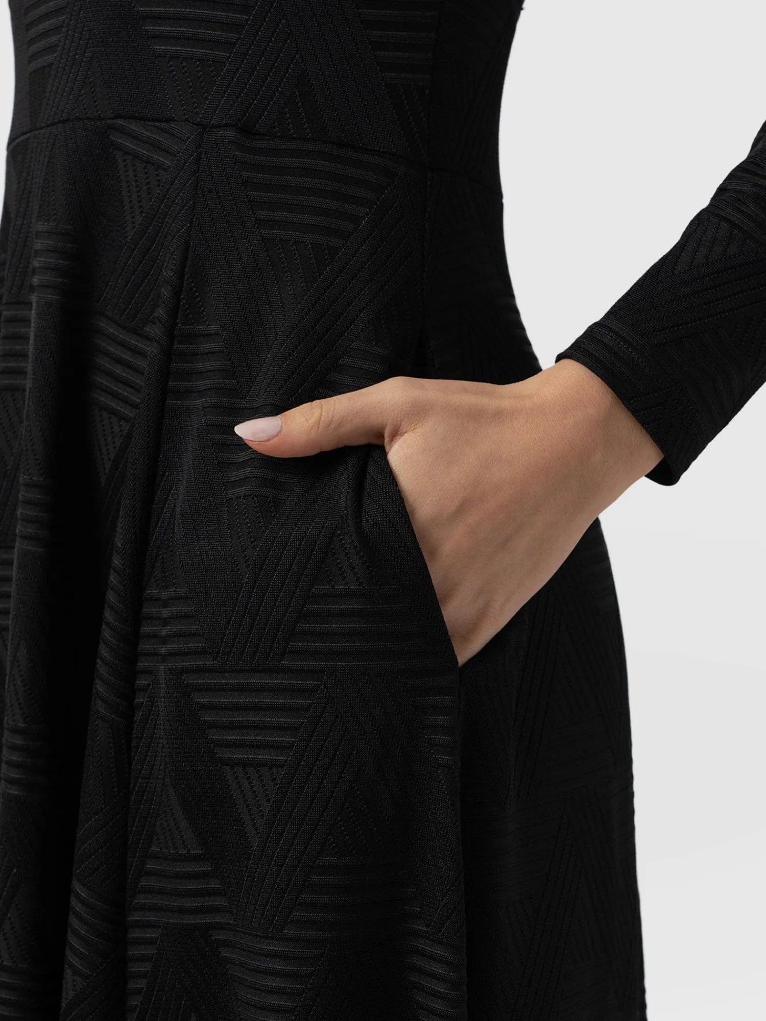 Online Saint and Sofia Darcey Flared Dress - Black Jacquard