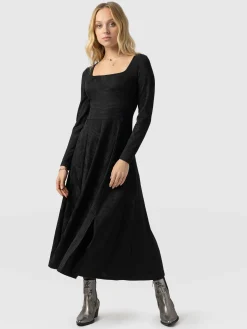 Online Saint and Sofia Darcey Flared Dress - Black Jacquard