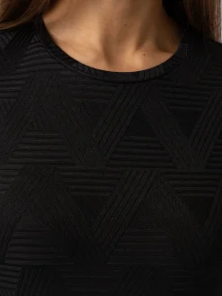 Outlet Saint and Sofia Darcey Long Sleeve Tee - Black Jacquard