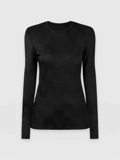 Outlet Saint and Sofia Darcey Long Sleeve Tee - Black Jacquard