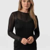 Discount Saint and Sofia Demi Lace Long Sleeve Tee - Black