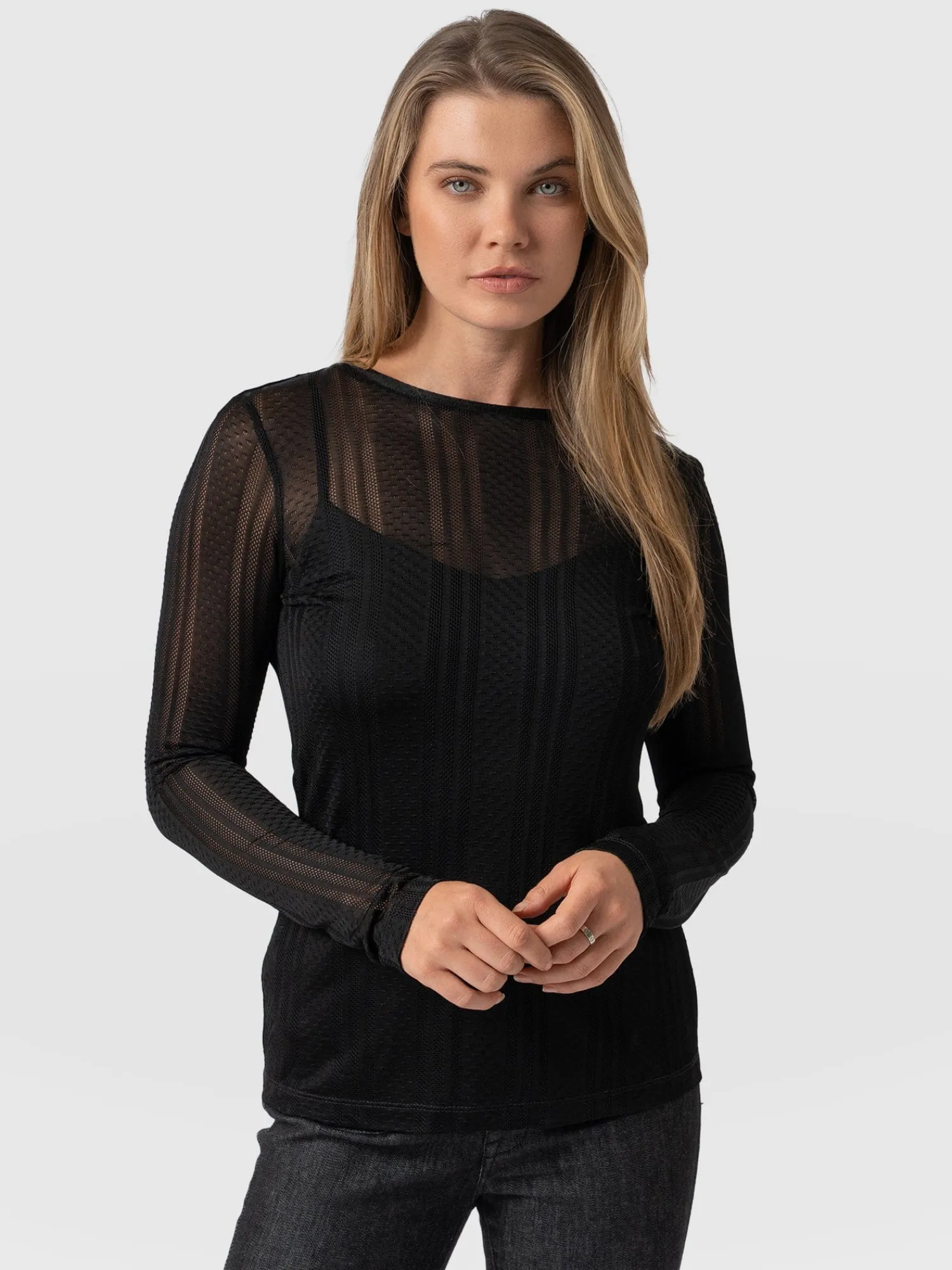 Discount Saint and Sofia Demi Lace Long Sleeve Tee - Black