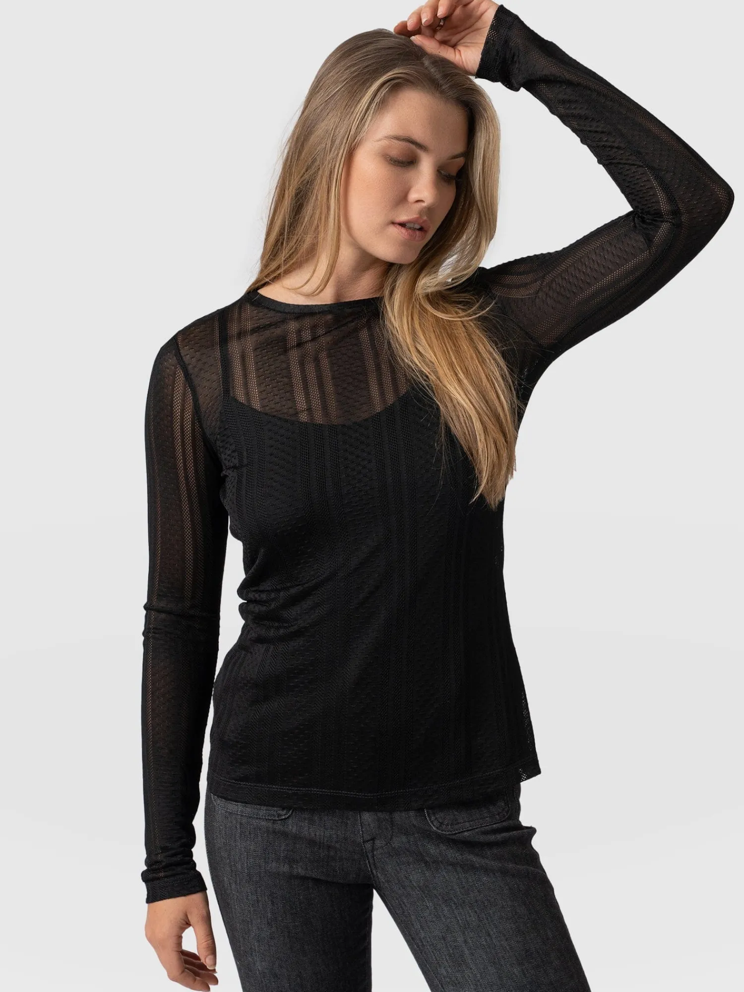 Discount Saint and Sofia Demi Lace Long Sleeve Tee - Black