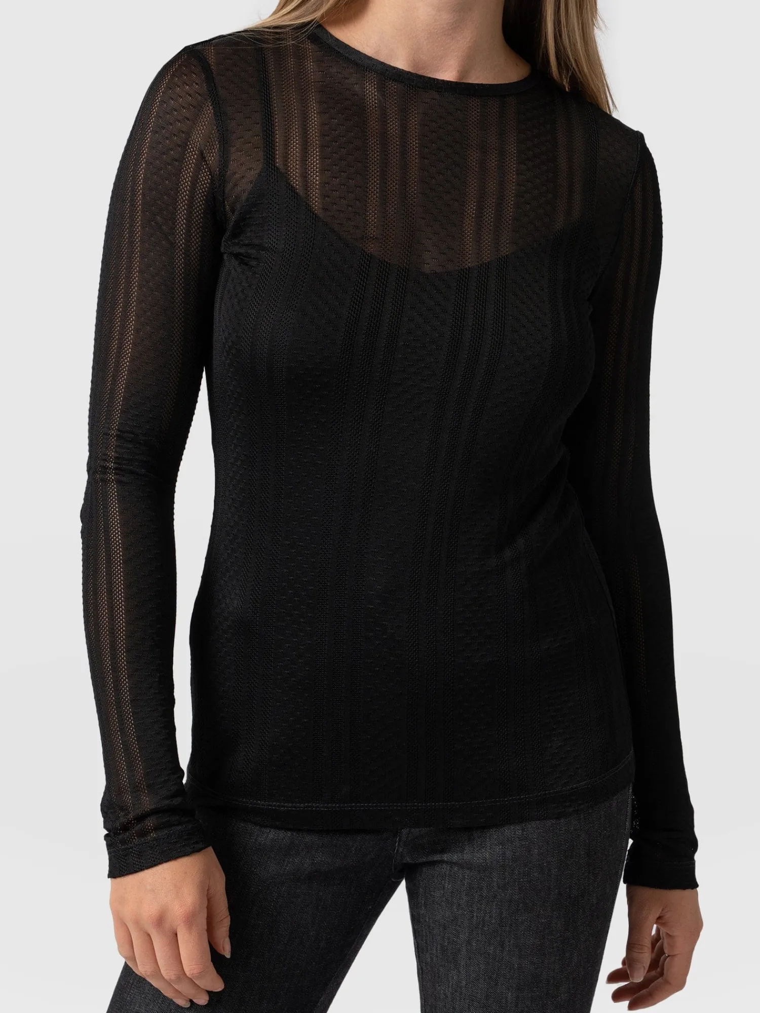 Discount Saint and Sofia Demi Lace Long Sleeve Tee - Black