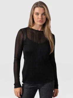 Discount Saint and Sofia Demi Lace Long Sleeve Tee - Black