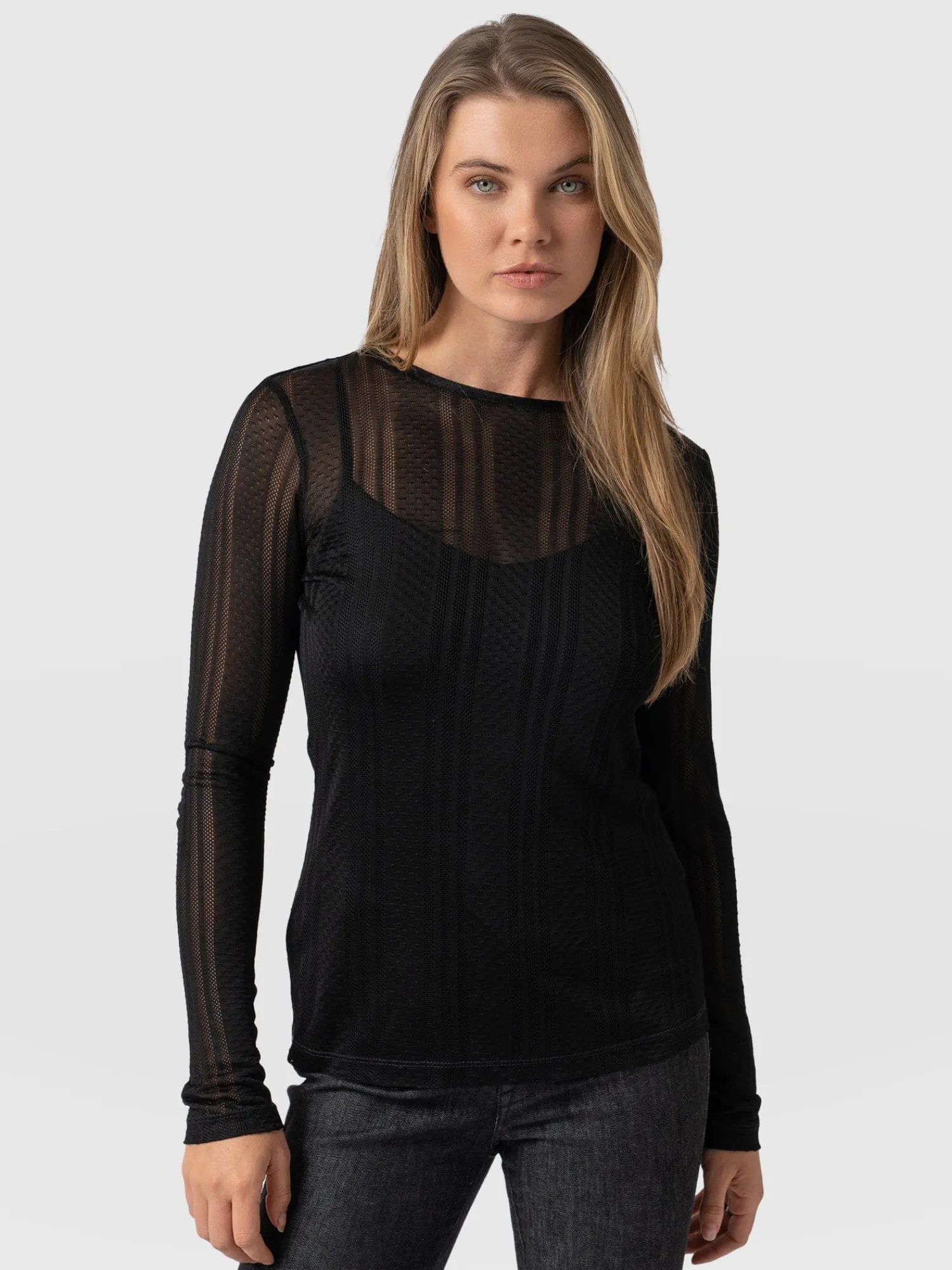 Discount Saint and Sofia Demi Lace Long Sleeve Tee - Black