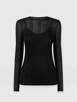 Discount Saint and Sofia Demi Lace Long Sleeve Tee - Black