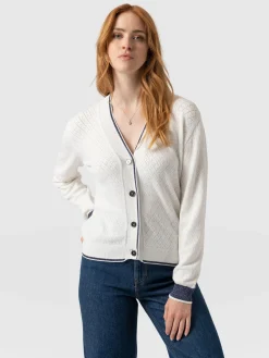 Outlet Saint and Sofia Diamond Knit Cardigan - White