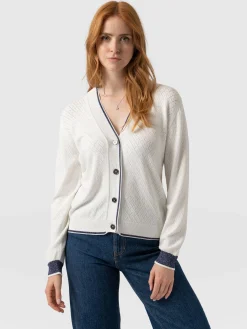 Outlet Saint and Sofia Diamond Knit Cardigan - White