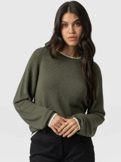 Best Saint and Sofia Diamond Knit Sweater - Khaki