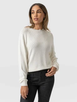 Fashion Saint and Sofia Diamond Knit Sweater - White