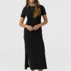 Clearance Saint and Sofia Easy T-Shirt Midi Dress - Black