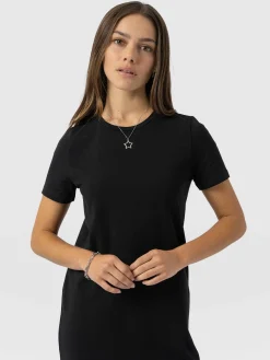 Clearance Saint and Sofia Easy T-Shirt Midi Dress - Black