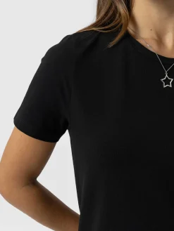 Clearance Saint and Sofia Easy T-Shirt Midi Dress - Black