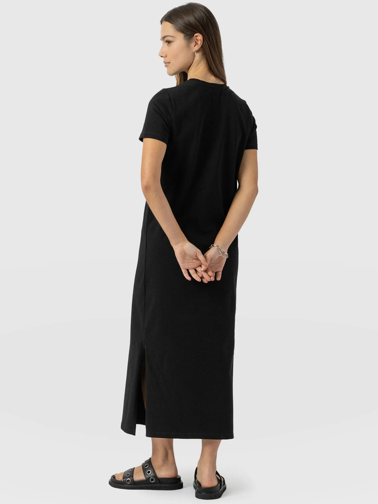 Clearance Saint and Sofia Easy T-Shirt Midi Dress - Black